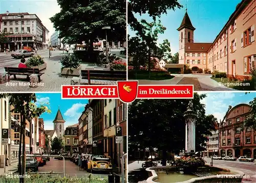 AK / Ansichtskarte 73947800 Loerrach Alter Marktplatz Burgmuseum Stadtmitte Marktbrunnen