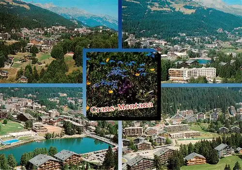 AK / Ansichtskarte  Crans-Montana_VS Panorama Teilansichten Hotels See Alpenflora