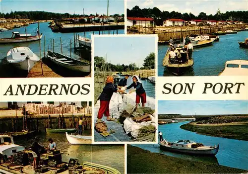 AK / Ansichtskarte  Andernos-les-Bains_33_Gironde Coin du port Scène ostréicole Triage des huîtres Port à marée basse