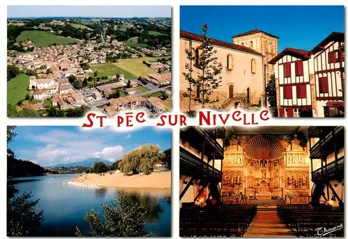 AK / Ansichtskarte  Saint-Pee-sur-Nivelle Vue aérienne Bourg Lac Eglise