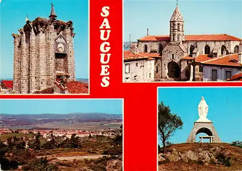 AK / Ansichtskarte  Saugues Vierge du Gévaudan vue générale Eglise romana Tour des Anglais