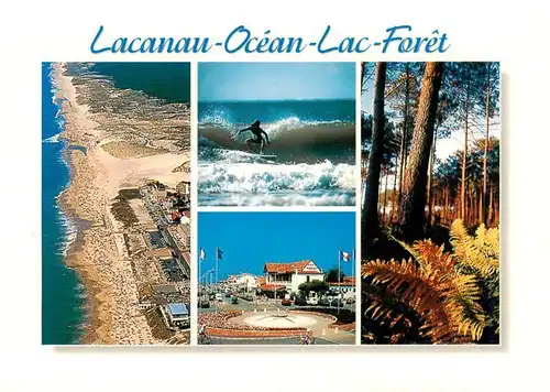 AK / Ansichtskarte  Lacanau_33_Gironde Kuestenpanorama Luftaufnahme Surfen Waldpartie