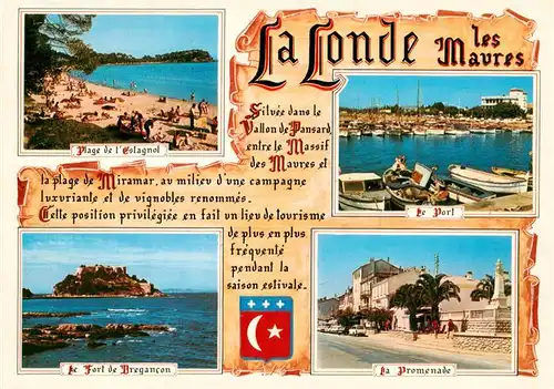 AK / Ansichtskarte  La_Londe-les-Maures_83_Var Plage de l'Estagnol Fort de Bregancon Port Promenade