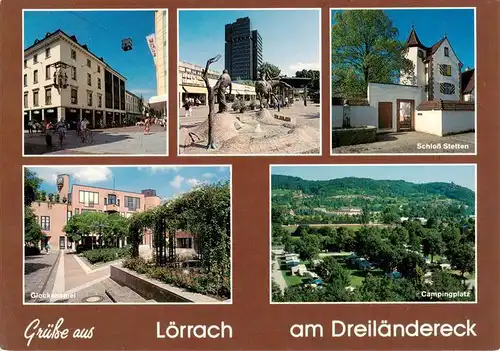 AK / Ansichtskarte 73947992 Loerrach Alter Markt Zundlbrunnen Schloss Stetten Glockenspiel Campingplatz