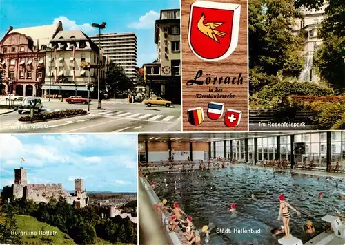 AK / Ansichtskarte  Loerrach Am Marktplatz Im Rosenfelspark Burgruine Roetteln Staedt Hallenbad