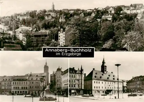 AK / Ansichtskarte 73948025 Annaberg_-Buchholz_Erzgebirge Panorama Marktplatz Rathaus