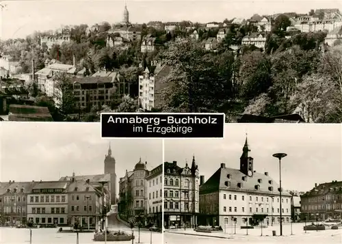 AK / Ansichtskarte  Annaberg_-Buchholz_Erzgebirge Panorama Marktplatz Rathaus