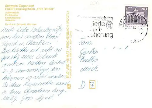 AK / Ansichtskarte  Zippendorf_Schwerin FDGB Erholungsheim Fritz Reuter Eis Milchbar Empfangshalle Hallenbar