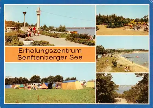 AK / Ansichtskarte 73948035 Senftenberg__Niederlausitz_Brandenburg Strandpromenae Campingplatz Sportanlage Strand Seeblick