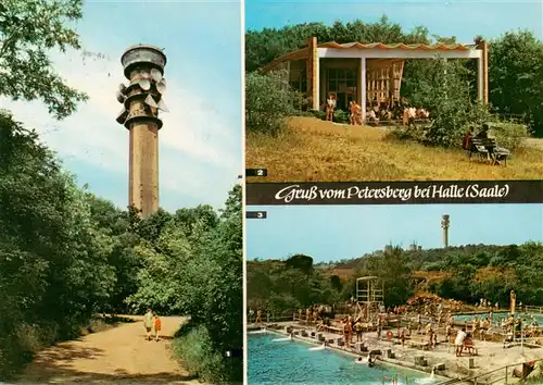 AK / Ansichtskarte  Halle__Saale Petersberg Aussichtsturm der DDR Fernsehpavillon Bergbad