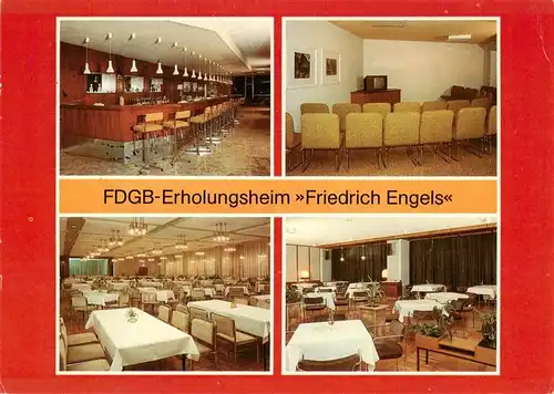 AK / Ansichtskarte 73948066 Templin FDGB Erholungsheim Friedrich Engels Hotelbar Fernsehraum Restaurant Tanzcafe