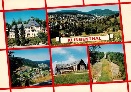 AK / Ansichtskarte  Klingenthal_Vogtland Rathaus Aschberg Jugendherberge Aschbergschanze