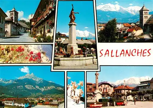AK / Ansichtskarte  Sallanches_74_Haute-Savoie Vues d'ensemble Centre Fontaine Eglise Alpes