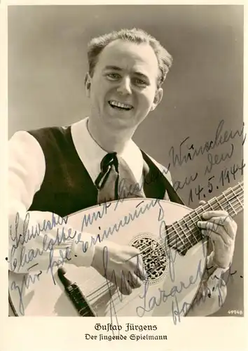 AK / Ansichtskarte  Mandoline-- Gustav Juergens Autogramm