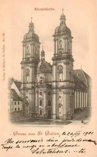 AK / Ansichtskarte  St_Gallen_SG Klosterkirche G.Krueger Nr 131