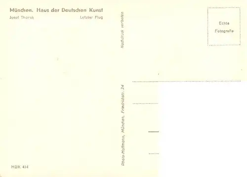 AK / Ansichtskarte  Haus_der_Deutschen_Kunst_Verlag_HDK_Nr. 414 Letzter Flug Josef Thorak