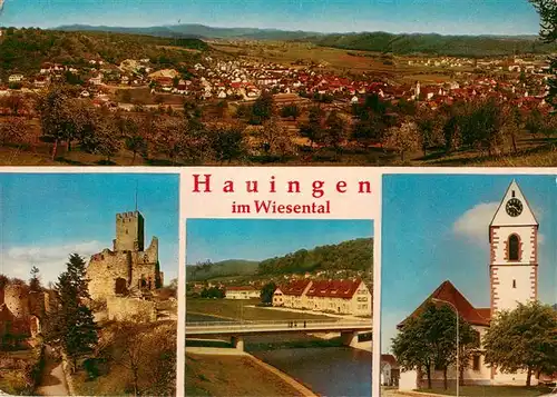 AK / Ansichtskarte 73948408 Hauingen Panorama Burgruine Roetteln Kirche