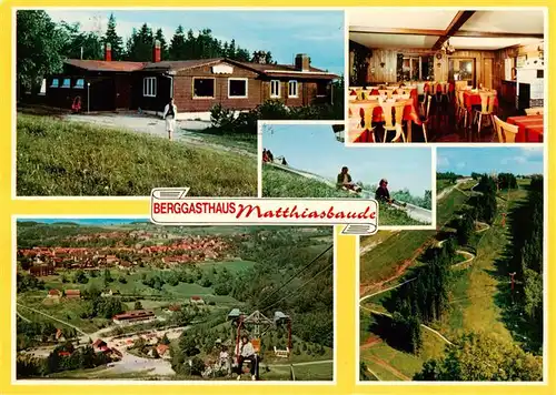 AK / Ansichtskarte 73948445 St_Andreasberg_Harz Berggasthaus Matthiasbaude Gaststube Super Rutschbahn am Matthias Schmidt Berg