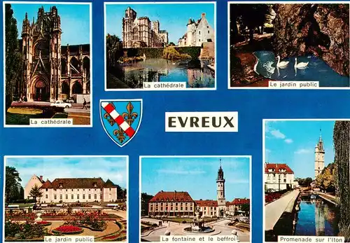 AK / Ansichtskarte  Evreux_27_Eure Cathédrale Jardin Public Fontaine Beffroi Promenade sur l'Iton
