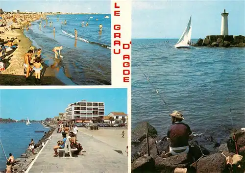 AK / Ansichtskarte  Grau_d_Agde_Le_34_Herault La plage la jetée et le phare