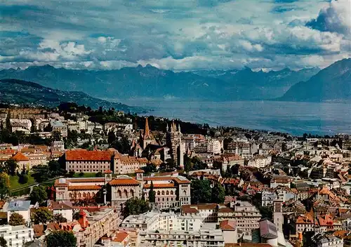 AK / Ansichtskarte  Lausanne_VD Vue générale aérienne Lac Léman et les Alpes