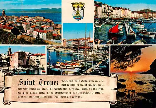 AK / Ansichtskarte  Saint_Tropez_Var Vue générale et le Golfe Port Coucher de soleil