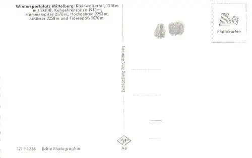 AK / Ansichtskarte  Mittelberg_Kleinwalsertal_AT mit Skilift Kuhgerenspitze Hammerspitze Hohgehren