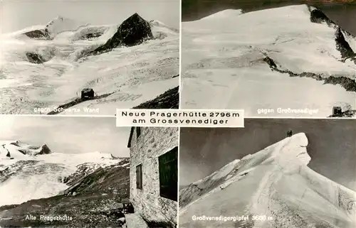 AK / Ansichtskarte  Grossvenediger_3660m_Hohe_Tauern_AT Fliegeraufnahme mit Schwarze Wand Gipfel Neue und Alte Pragerhuette 