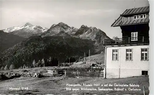 AK / Ansichtskarte 73948675 Salzburg__AT Alpengasthof Filzstein auf der Gerlosplatte mit Wildkarspitze Seekarspitze Rosskopf und Gerlosturm