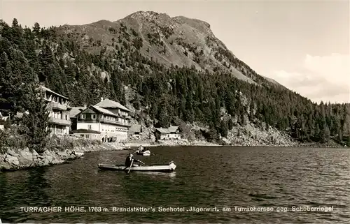 AK / Ansichtskarte  Turracherhoehe_1783m_Kaernten_Steiermark Brandstaetters Seehotel Jaegerwirt am Turrachersee mit Schoberriegel