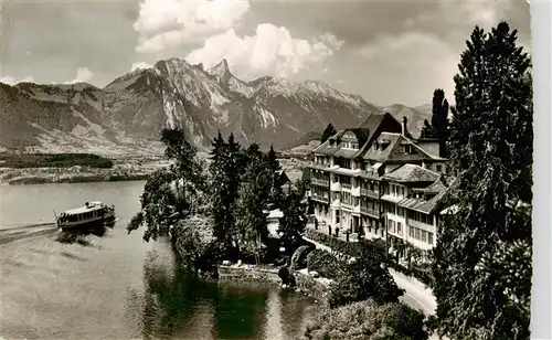 AK / Ansichtskarte  Gunten_Thunersee_BE Hotel du Lac mit Stockhorn