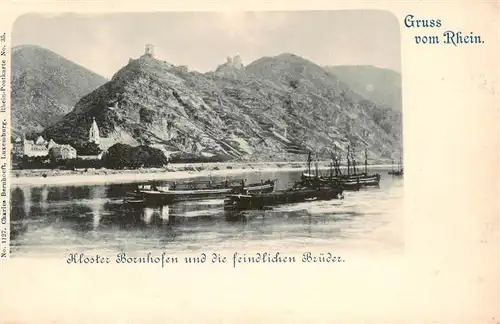 AK / Ansichtskarte 73948834 Bornhofen_Kamp_Rhein Blick ueber den Rhein Kloster und die feindlichen Brueder