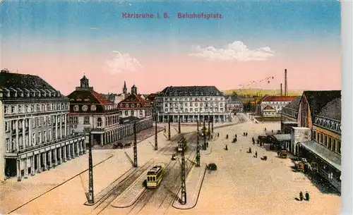 AK / Ansichtskarte 73948840 Karlsruhe_Baden Bahnhofsplatz Feldpost