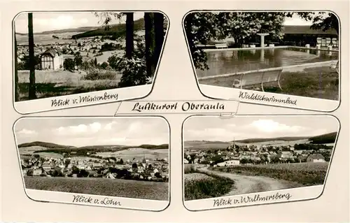 AK / Ansichtskarte  Oberaula Panorama Blick vom Muenzenberg Wallmersberg Lohn Waldschwimmbad