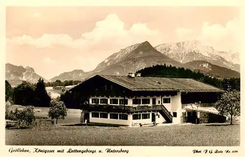 AK / Ansichtskarte  Groellehen_Koenigsee_Berchtesgaden Fremdenzimmer Urlaub auf dem Land Blick gegen Lattengebirge und Untersberg