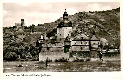 AK / Ansichtskarte 73948905 Kaub_Caub_Rhein Die Pfalz im Rhein mit Burg Gutenfels