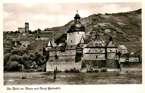 AK / Ansichtskarte  Kaub_Caub_Rhein Die Pfalz im Rhein mit Burg Gutenfels