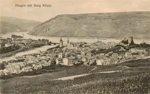 AK / Ansichtskarte  Bingen_Rhein Panorama Blick zur Burg Klopp