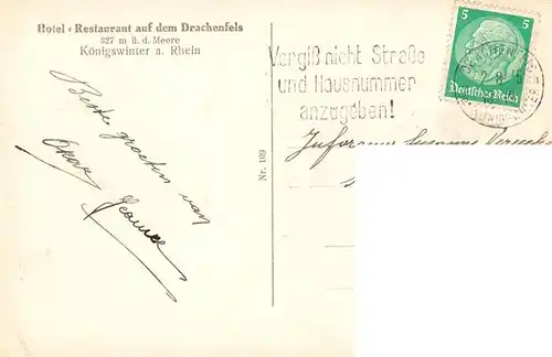 AK / Ansichtskarte  Koenigswinter_Rhein Petersburg Drachenburg und Drachenfels