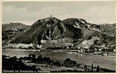 AK / Ansichtskarte 73948928 Rhoendorf Panorama Blick gegen Drachenfels und Petersberg