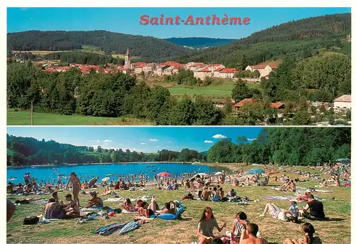 AK / Ansichtskarte  Saint-Antheme La ville autour de son eglise le plan deau La Plage