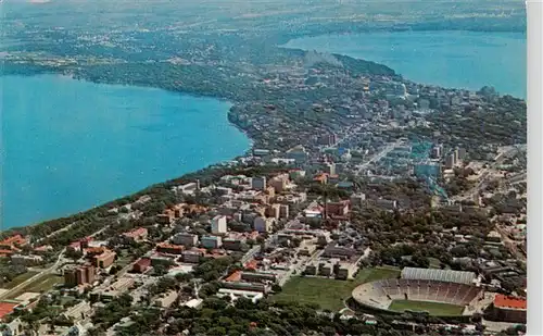 AK / Ansichtskarte  Madison_Wisconsin_USA Aerial view University Downtown Capitol Lake Mendota Lake Monona