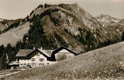 AK / Ansichtskarte  Baad-Mittelberg_Kleinwalsertal_AT Starzelhaus Berggasthaus mit Unspitz und Hoch-Starzel