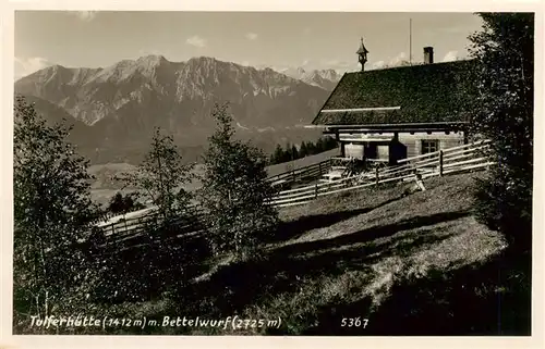 AK / Ansichtskarte  Tulferhuette_1412m_Hall_Tirol_AT Berghaus Blick gegen Bettelwurf Karwendelgebirge