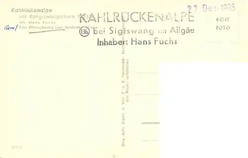 AK / Ansichtskarte  Ofterschwang Kahlrueckenalpe mit Rangiswangerhorn Winterlandschaft Allgaeuer Alpen