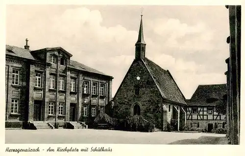 AK / Ansichtskarte 73949127 Herzogenaurach_Bayern Kirchplatz mit Schulhaus