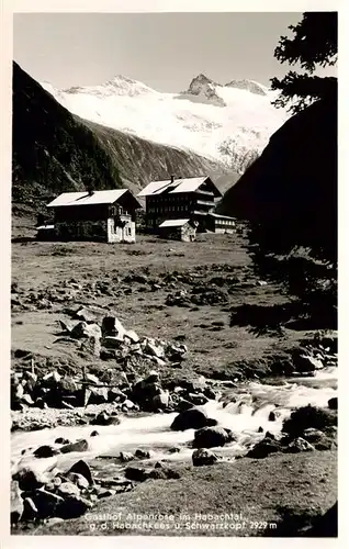 AK / Ansichtskarte  Bramberg_Habachtal_Wildkogel_AT Gasthof Alpenrose im Habachtal gegen Habachkees und Schwarzkopf Bergbach