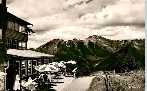 AK / Ansichtskarte  Oberstdorf Berghotel Schoenblick mit Rubihorn und Nebelhorn Allgaeuer Alpen