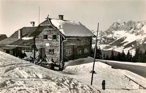 AK / Ansichtskarte  Schladmingerhuette_1830m_Dachstein_AT Berghuette mit Dachsteingebirge Winterlandschaft