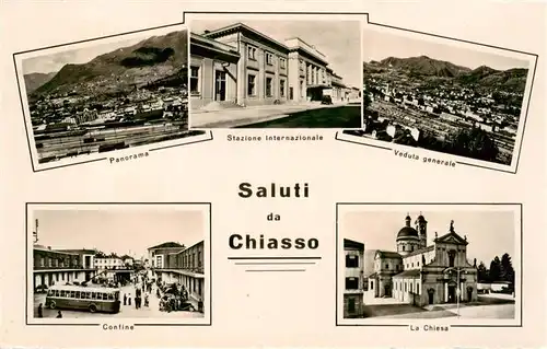 AK / Ansichtskarte  Chiasso_TI Panorama Stazione Internazionale Confine Chiesa
